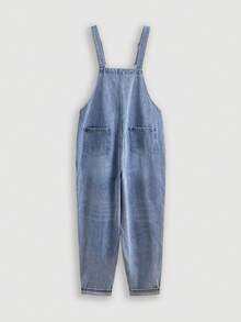 GlowEve Women's Rhinestone Pocket Casual Denim Bib Overall Jumpsuit - Blue - View 9