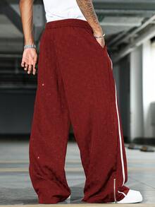 PAVTROS Young Street 纹理闪光裤 - 深紅色 - 查看 2