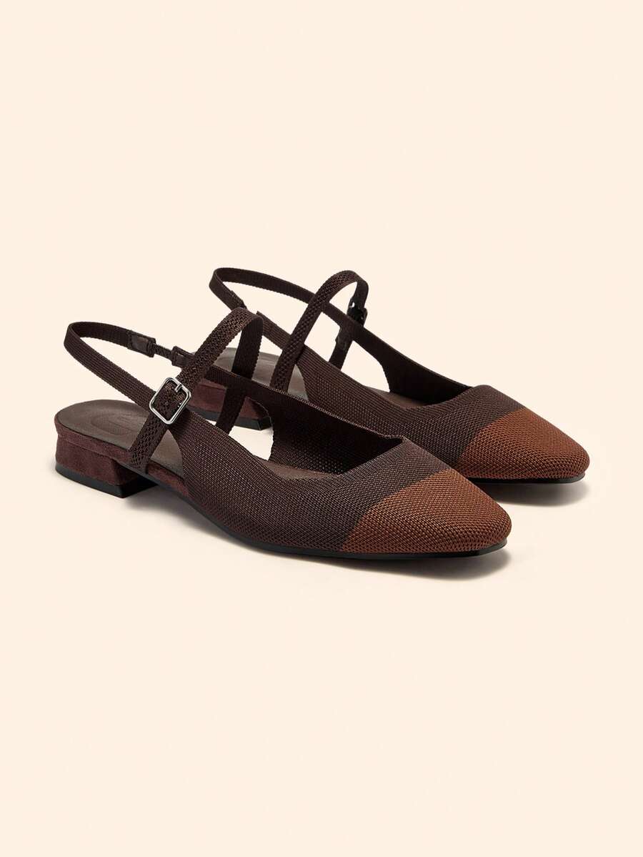 CUCCOO BASICS Women's Mary Jane Flat Shoes With Ribbon Strap, Comfortable Square Toe - Chocolate Brown - View 1