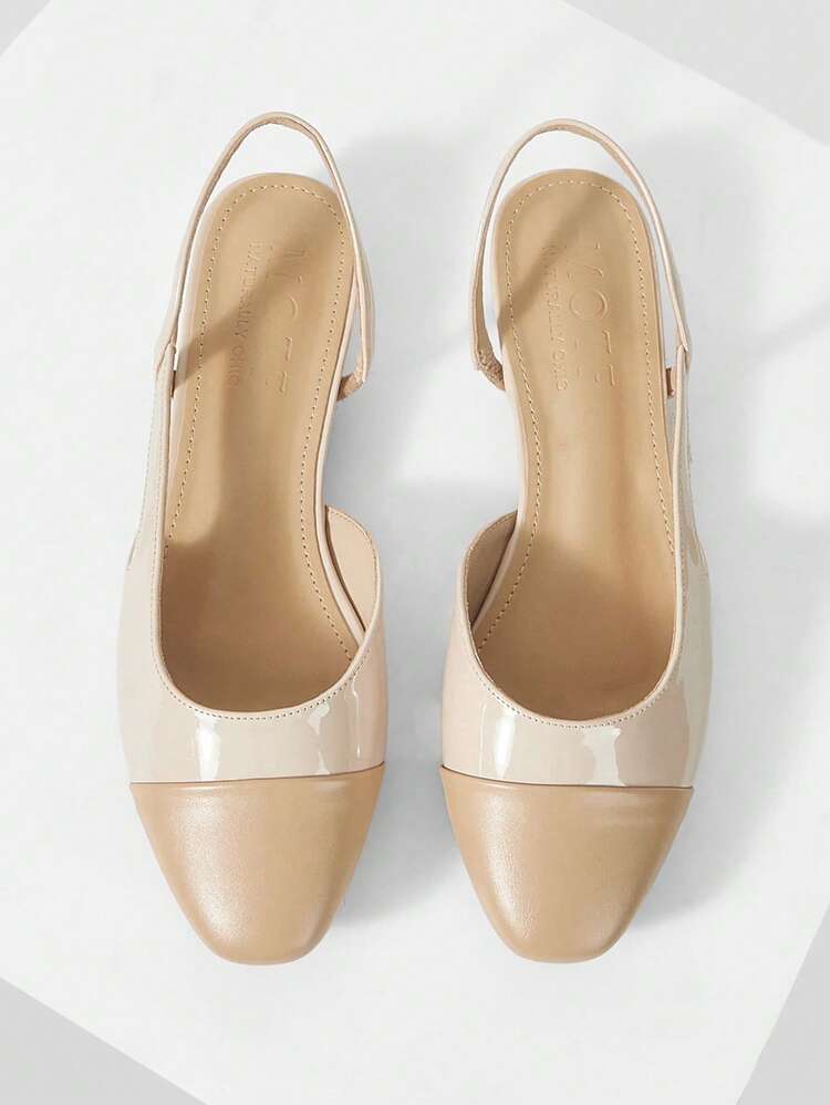 WOMEN SHOES NEW FRENCH RETRO NUDE SIDE SPACE SPLICING CLOSED TOE SQUARE HEEL FASHION TEMPERAMENT CELEBRITY SHOES COMFORTABLE AND NOT TIRED FEET VERSATILE AGE REDUCTION ELEGANT STYLE WOMEN'S SHOES