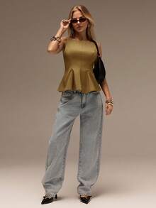 SHEIN Forever 21 春夏女款浪漫/舞會/正式/生日/90年代/商務休閒/優雅/西式穿搭/外出/時尚/休閒/Y2K/夜店/辦公室/雞尾酒會/復古/緊身/電音節/幽默/高雅/老錢風/街頭風/度假/鄉村音樂會/工作/保守/春假/單身派對/音樂會/辣妹/基礎款/畢業/A字/無袖上衣 - 卡其色 - 查看 3