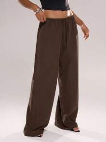 Avantive Women's Solid Color Casual Pants - Brown - View 5