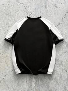 EVRINFINITE 男士字母印花圓領短袖針織寬鬆版型T恤套裝，抽繩設計，口袋，春夏秋季，多色，輕量化，適合送給父親/丈夫的禮物 - 彩色 - 查看 4