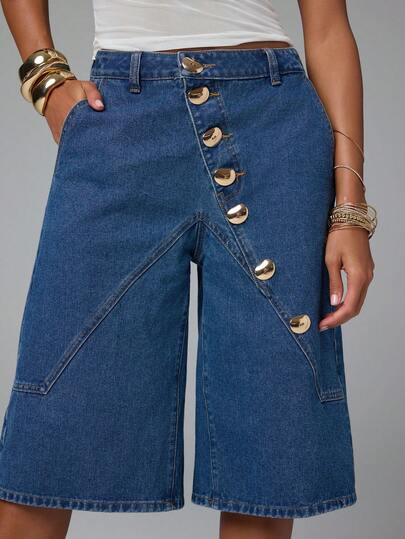 NYA SZN Quần jean nữ dáng dài 7/8 có túi, thích hợp mặc hàng ngày.