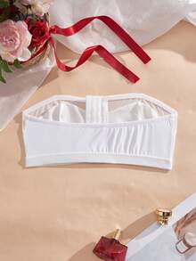 SHEIN Women's Comfortable Solid Color Bandeau Bra - White - View 6
