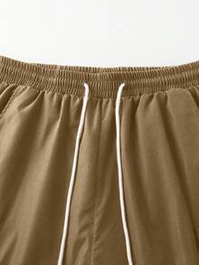 Manfinity Homme Men's Casual Solid Color Cargo Shorts, Summer - Khaki - View 5