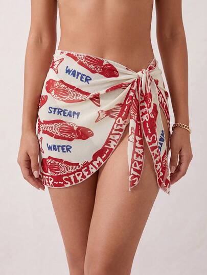 Swim Vcay 女士春夏新款数码印花网纱沙滩短裤裹裙罩衫，热带海洋风情，适合沙滩派对、泳池派对、假日派对，是夏季休闲海滩度假的理想之选。