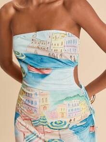 Travachic Women's Cartoon Print Ruched Casual Vacation Summer Dress - Blue - View 7