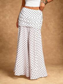 Radiana Women's Elegant Romantic Retro White Chiffon Polka Dot Mermaid Skirt, Polka Dot Maxi Skirt, Lightweight Flowing Chiffon Skirt, Holiday Maxi Dress, Suitable For Casual Outings, Daily Wear, Dates, Vacations, Beaches, Holidays, Concerts, Country Music Festivals - White - View 1