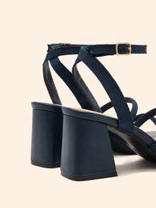 CUCCOO BASICS Women's Shoes Blue Thick Heel Comfortable Casual Versatile High Heel Sandals Summer Shoes - Blue - View 4