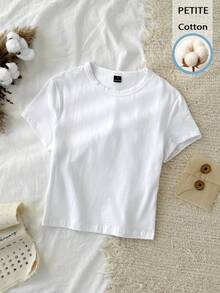 Tseoso 小码白色百搭T恤，95%棉，款式多样，适合春夏穿着 - 白色 - 查看 1