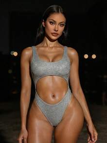 Swim SXY 1pc Women's Sexy Backless One-Piece Swimsuit - Silver - View 3