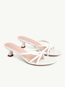 CUCCOO CHICEST Giày nữ thoải mái, mũi tròn, gót mỏng, sandal cao gót, kiểu dáng đơn giản, phù hợp đi làm, hẹn hò, đi nghỉ mát. - trắng - Xem 1