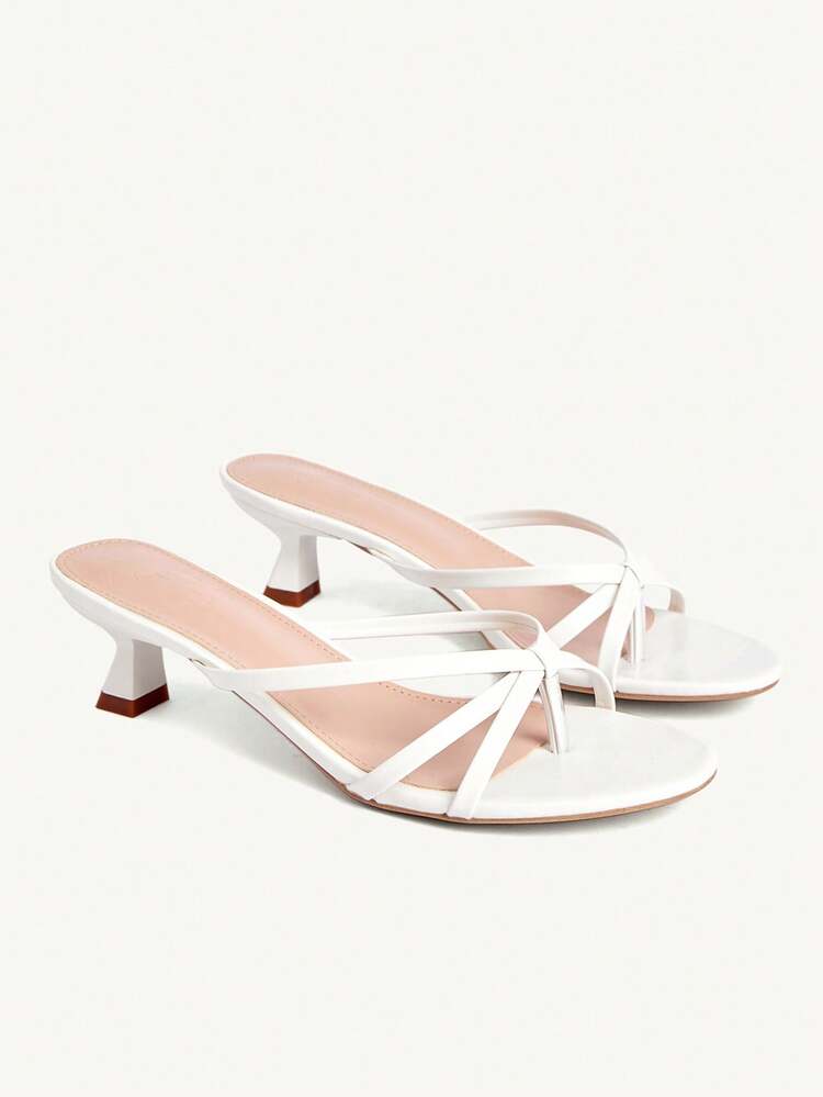 CUCCOO CHICEST Giày nữ thoải mái, mũi tròn, gót mỏng, sandal cao gót, kiểu dáng đơn giản, phù hợp đi làm, hẹn hò, đi nghỉ mát. - trắng - Xem 1