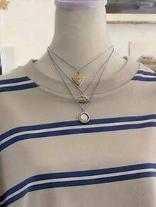 Lalippa 女士休闲户外T恤，夏季新款，彩色条纹印花，宽松版型，运动街头风，返校季必备 - 彩色 - 查看 4