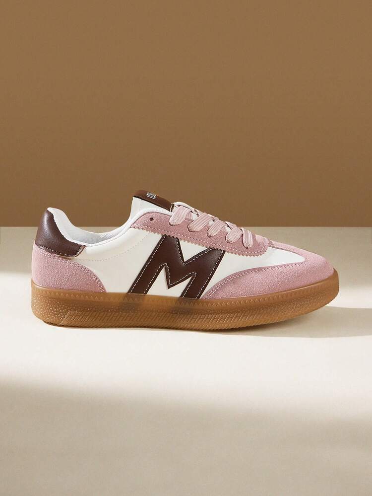 CUCCOO EASI Pink And White Retro German Training Shoes For Women, New Versatile And Comfortable Vacation Beach Shoes, Student Casual Board Shoes, Sports Little White Shoes