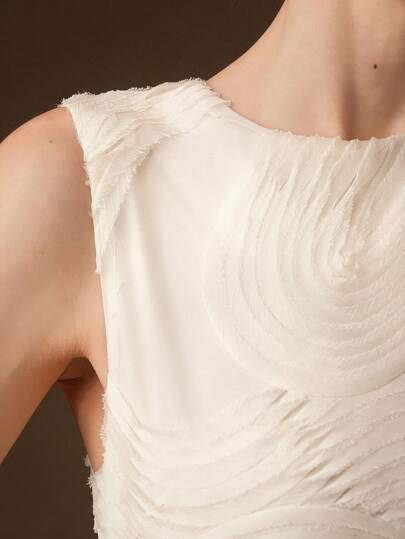 Anewsta 女士新款休闲春夏立体3D纹理面料圆领无袖背心，百搭通勤装