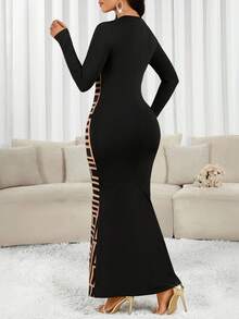 SHEIN Lady Váy đuôi cá họa tiết hình học dự tiệc thanh lịch dành cho nữ - Nhiều màu - Xem 2