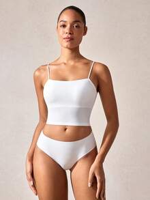 Solid Comfortable Wireless Bra, Lingerie - White - View 7