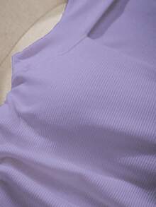 SHEIN EZwear Square Neck Ruched Waist Padded Bra-Free Camisole - Mauve Purple - View 4