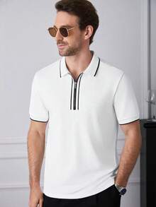 Core Aspect 男士休闲撞色Polo衫，通勤和外出皆宜 - 白色 - 查看 6