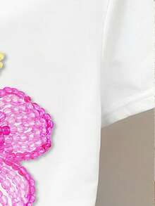 Áo thun nữ tuổi teen sáng tạo, cá tính, tươi mới, thanh lịch, tối giản, bóng bẩy, in hình hoa dâm bụt, thích hợp cho mùa hè, mặc hàng ngày, đi học, mặc đôi với chị em gái, đi nghỉ mát, ngày Valentine. Áo hoa trắng, áo thun hoa, áo thun hoa hồng in hình hoa dâm bụt. - Nhiều màu - Xem 5