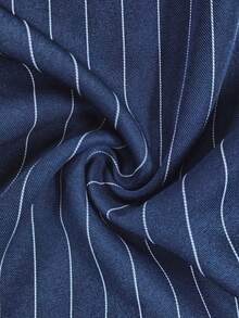 Franclia Plus Size Women Casual Elegant Striped Loose Pants Outfit - Navy Blue - View 4