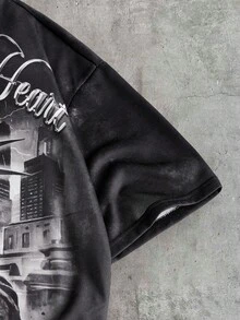 AXEPEAK Men's Letter Print Short Sleeve Casual T-Shirt - Multicolor - View 3