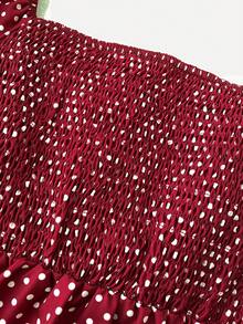 Áo kiểu dáng chữ A màu đỏ trắng cổ điển với viền bèo nhún, phong cách sinh viên thường ngày. - Màu Đỏ Sâu - Xem 6