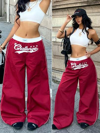 Coolane Quần ống rộng màu xám phong cách đường phố mùa hè dành cho nữ, thích hợp đi xem hòa nhạc hoặc dạo phố, mang hơi hướng Y2K.