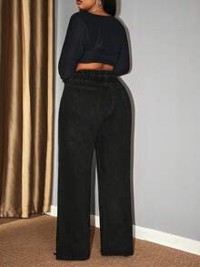 Hourglow Plus Size Glitter Denim Jeans - Black - View 2
