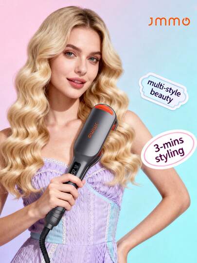 JMMO 海滩宝贝卷发器，升级离子卷发棒，卷发器，2 筒卷发器，防烫伤，百万离子和快速波浪，智能定时器和 13 个可调节温度，易于使用，适合女性的美发工具，毕业生日假期夏季秋季 Y2K 时尚化妆化妆品婚礼派对海滩旅行露营户外学校校园节日装饰礼物 - 美国插头