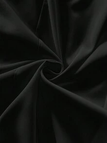 SHEIN Raffinéa 女士优雅纯色立领蝙蝠袖宽松连衣裙 - 黑色 - 查看 5