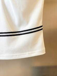 Franclia Women's White Backless Halter Top With Black And White Piping,Elegant Sexy Summer Vacation Outfits For Beach Golf,Party,Business Office And Casual - White - View 5