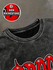 PAVTROS 男士字母和图案印花圆领背心和抽绳腰短裤休闲套装 - 黑色 - 查看 4