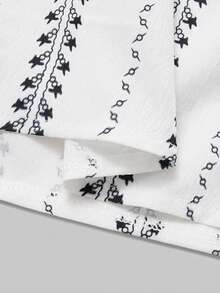 GlowEve CURVE Conjunto de camisa protectora solar estilo bohemio, conjunto de 2 piezas de verano para mujer que incluye shorts, blusa de estilo francés de nueva llegada, blusas y blusas para mujer, blusa casual moderna para trabajar - Blanco y Negro - Ver 8