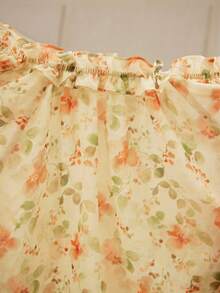 VOLUPTÉ CURVE Blusa holgada casual con estampado floral, cuello con lazo, mangas farol, adecuada para ir al trabajo, uso diario, reuniones, citas, talla grande para primavera/verano - Naranja - Ver 6