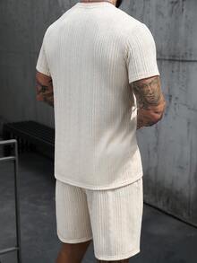 Manfinity CasualCool Ensemble de t-shirts texturés pour hommes avec design de poche, mode pour le port quotidien - Multicolore - Voir 3