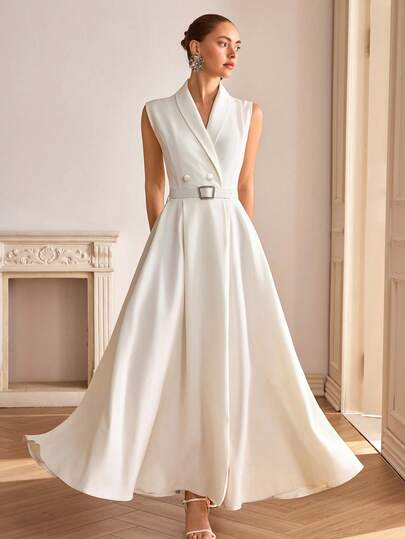 CLARA VERO Solid Wrap Belted Maxi Dress Fit Design Floor Length Sleeveless Great For Prom Nights Or Special Occasions Made In Stretch Double Polyester Featuring Wide Voluminous Hem And Covered Fabric Belt White Elegant Dress Elegant Maxi Dress Ivory Dress White Dress Satin White Dress Classy Dresses For Women Elegant Classic Womens Dress Formal Wear Beautiful Dresses For Special Occasions Luxury Dresses For Women Reception Gown Elegant Classic Dress Formal Wear Women Dress Beautiful Occasion Dress