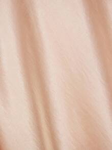 VOLUPTÉ CURVE Summer Coral Pink Dress, Plus Size Elegant Lace Patchwork Satin Dress, Flowy A-Line Fishtail Hem Summer Dress For Women, Elegant Dress For Women - Champagne - View 8