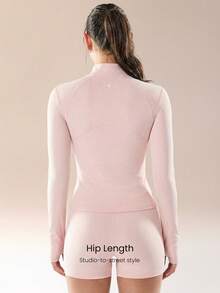 GLOWMODE FeatherFit™ For DD+ Slim-It Streamline Performance Secure Pockets Zip Up Long Sleeve Jacket Low Impact Yoga Pilates Daily Fall - Baby Pink - View 3