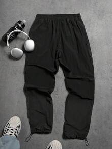 Sport MetroGents Quần thể thao nam mùa hè in họa tiết, cạp chun, có dây rút - màu đen - Xem 2