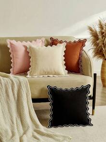 18X18inch Matte Black And White Wavy Embroidered Outdoor Pillow Cover, Waterproof Material, 18x18inch Beautiful Decorative Pillow, Suitable For Sofas, Porches And Patio Furniture. - Coffee Brown - View 4