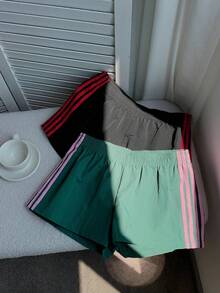 Comfortcana 2pcs Women's Contrast Color Woven Shorts, Summer - Multicolor - View 4