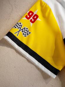 SpongeBob SquarePants | SHEIN 男士休闲撞色卡通印花衬衫，夏季 - 彩色 - 查看 6