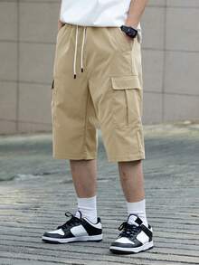 Manfinity Hypemode Men's Solid Color Drawstring Waist Loose Cargo Shorts - Multicolor - View 5