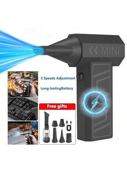 Mini ventilador turbo de chorro, ventilador turbo de 140,000 RPM, soplador de aire eléctrico inalámbrico de mano, motor sin escobillas de 52m/S, soplador de aire de alto rendimiento tipo ciclón para automóvil, inflador de cojín de aire, secador para mascotas, soplador para parrilla
