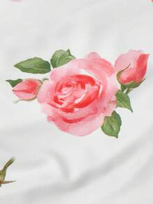 SHEIN MOD 女士优雅印花抹胸上衣，夏季必备 - 紅白色 - 查看 5