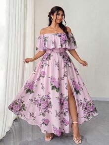 Elenzga Đầm maxi xếp ly eo, bèo nhún, kiểu dáng lãng mạn, gợi cảm dành cho nữ cỡ lớn, mẫu mới mùa xuân/hè, thích hợp cho kỳ nghỉ lãng mạn, hẹn hò, du lịch, dạo phố, lễ hội âm nhạc và những dịp lãng mạn. - Nhiều màu - Xem 5