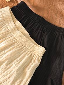 CosyJoli Pantalones cortos de verano casuales con cintura elástica y cordón para mujer de talla grande - Multicolor - Ver 2